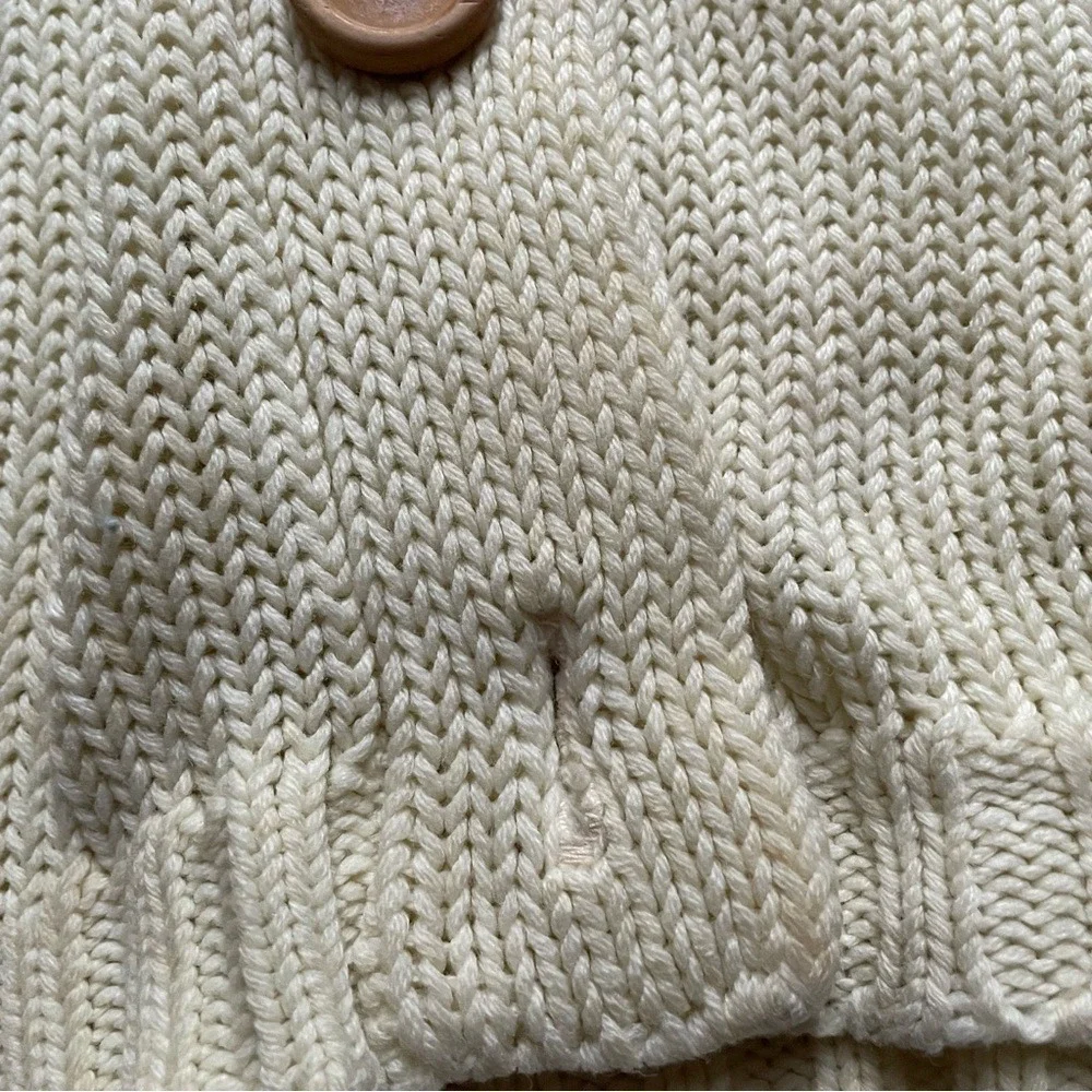 Vintage Cream Cable Knit Women Sweater,‎ M